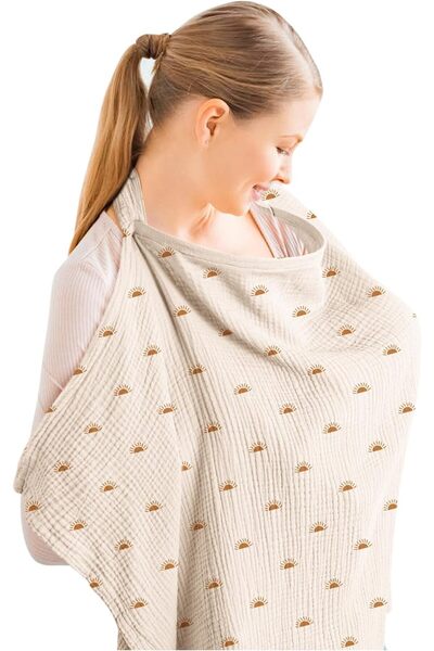 Generic Muslin Nursing Cover for Baby Breastfeeding, Breathable 100% Cotton B...