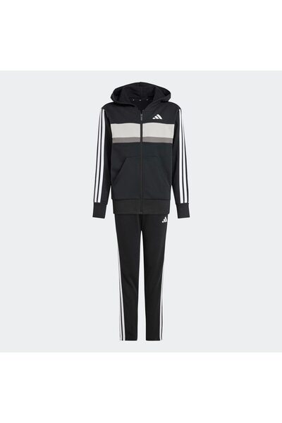 adidas TRACKSUIT JC7520 J 3S TIB FL TS BLACK/WHITE/GRETWO