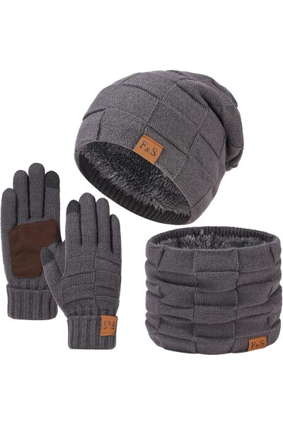 Generic Mens Hat Scarf and Gloves Set Winter Fleece Lined Beanie Cap Neck War...