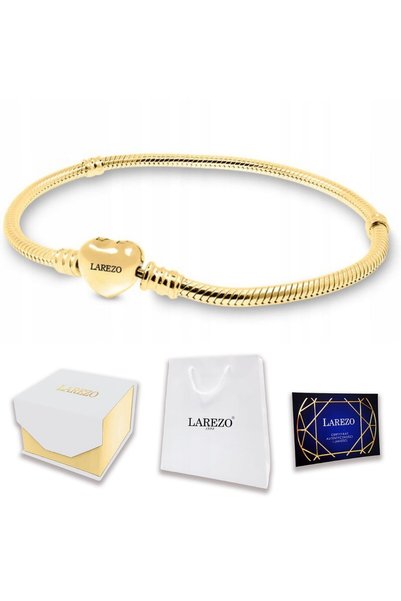 Larezo Brățară Argint 925, Modulară Charms Șarpe, Auriu, Placată, Pentru Damă...