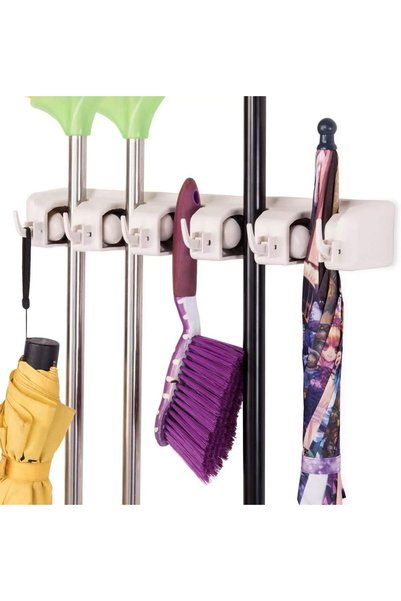Generic Mop Broom Holder Wall Mounted Kitchen Hanging Garage Utility Tool Org...
