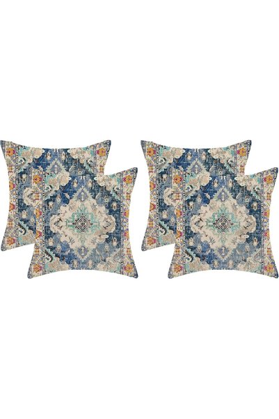 Generic Blue Boho Pillow Covers 18x18 Set of 2, Persian Carpet Monaco Rug Des...