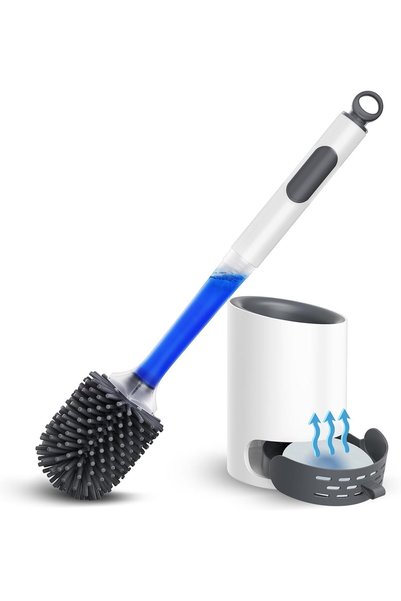 Generic حامل فرشاة المرحاض المصنوع من السيليكون وغطاء المقعد مع موزع صابون - ...