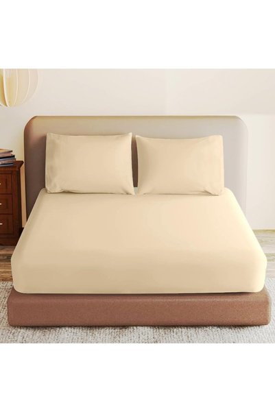 Generic Luxurious Plain Fitted Sheet with Deep Pockets and Pillow Cases, Bed ...