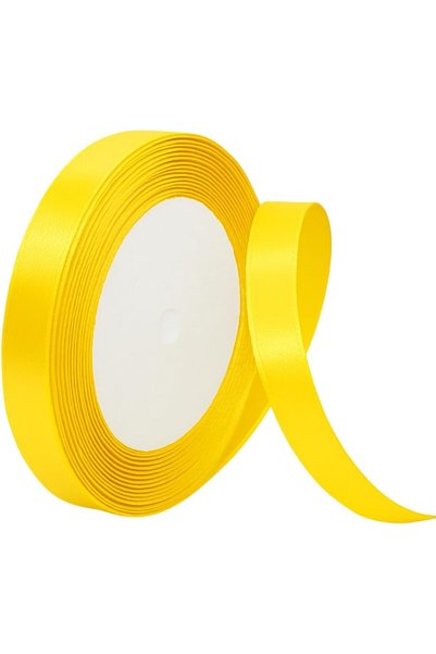 Generic 12mm Satin Ribbon - 25 Yards Length - Yellow - Smooth & Shiny Craftin...