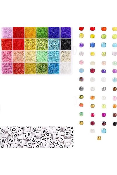 Generic Meegz Seed Beads -3500 PCS Letter and Pony -24-Grid Kit with Rope Min...