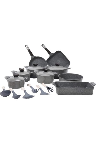 Generic Aeni Granite Cookware 20-Pieces Set, Grey 20 Pieces 121090