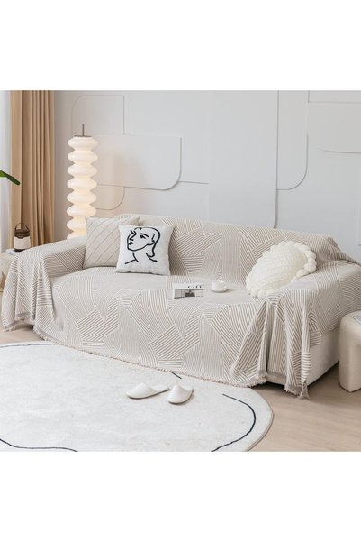 Generic Chenille Sofa Cover, Dogs Furniture Protector with Tassels, Geometric...