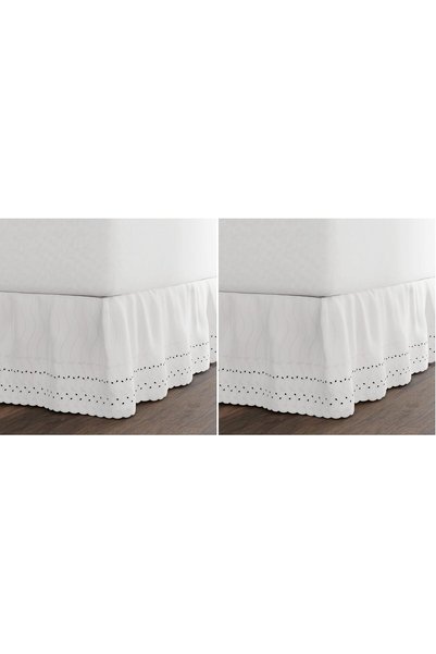 Generic Ideas Ruffled Eyelet Bed Skirt Dust Ruffle with Gathered Styling and ...
