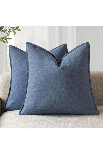 Generic Linen Solid Decorative Throw Pillow Covers 22x22 Inch Dark Blue
