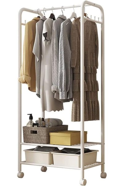 Generic Metal Clothes Rack on Wheels: Clothes Hanger Stand with Wheels Rollin...