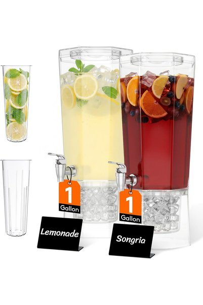 Generic 1 Gallon Drink Dispenser for Parties with Fruit Infuser 2 Pcs