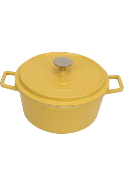 Generic قدر طهي مع غطاء، 9.4 بوصة، بمقبضين، مطلي بالمينا من الداخل، قدر من ال...