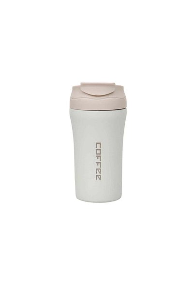 FOXMAG24 Termos din oțel inoxidabil de 400 ml cu capac etanș și pai, alb