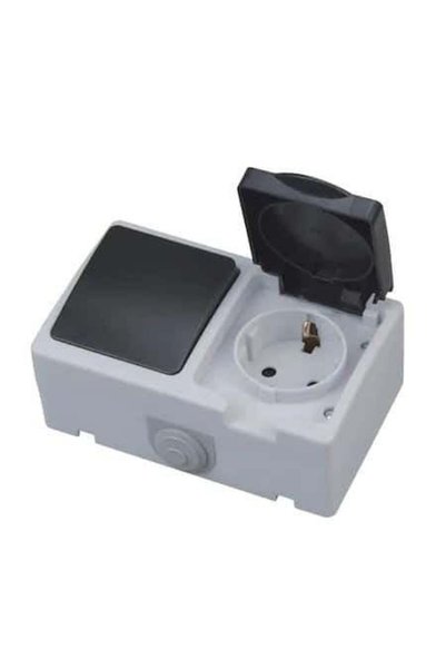 FOXMAG24 Socket and Switch Module 10A 250V IP54, Schuko Socket and Switch