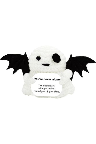 Generic Crochet Ghost Emotional Support Doll with Inspiring Card, Tiny Hand-K...