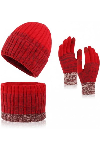 Generic Men's Winter Beanie Hat, Scarf, and Gloves Set, Touchscreen Gloves, F...