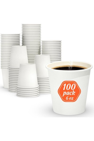 Generic 100 كوب ورقي سعة 6 أونصات، أكواب آمنة للطعام ومقاومة للتسرب، أكواب قه...