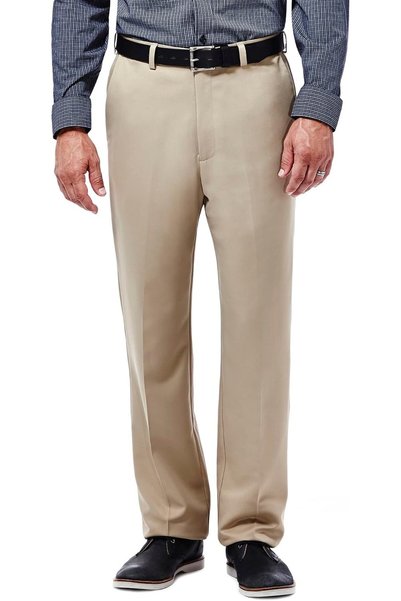 Generic Men's Cool 18 Stria Hidden Expandable Waistband Plain Front Pant