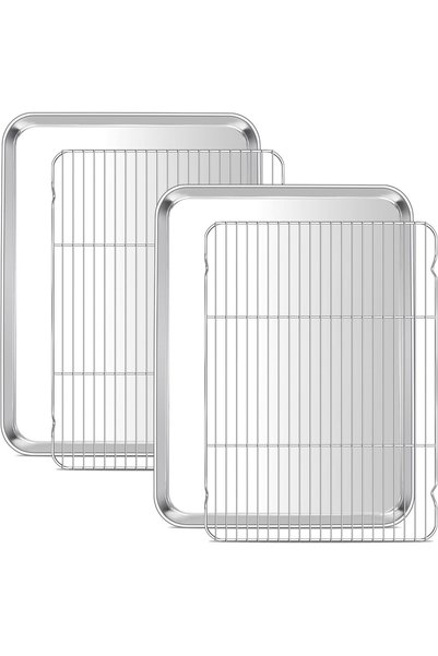 Generic Large Baking Sheet with Wire Grid (2 shapes + 2 racks), 50 x 35 cm St...