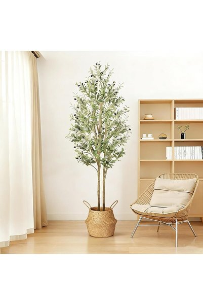 Generic Fake Olive Tree - Realistic Lifelike Leaves Artificial Tree, Low Main...