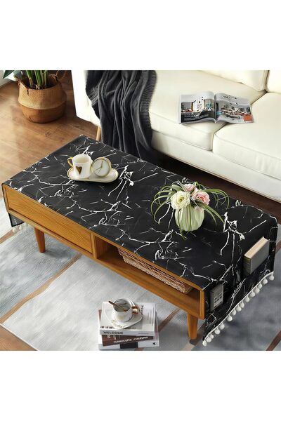 Generic Marble Coffee Table Cover with Pockets, Rectangle Tablecloth | Marble...