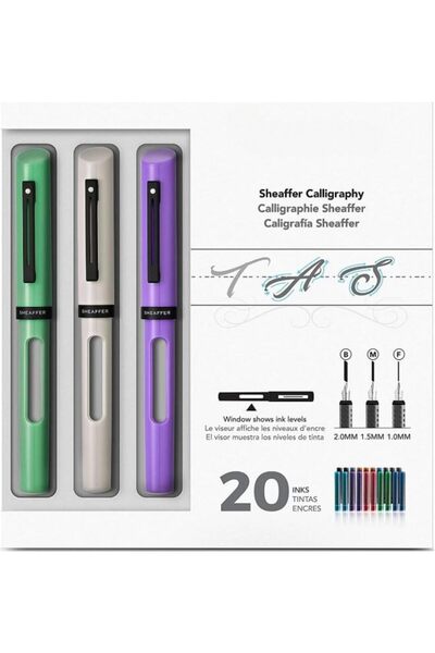 Generic Calligraphy Maxi Kit with Neo-Mint, White, and Lavender Pens and Asso...