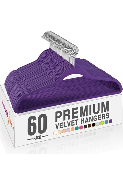 Generic Noble Purple Velvet Hangers 60 Pack, Non Slip Clothes Felt Hanger Hea...