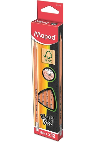 Generic Black Peps 12x HB Pencil+ER Bx