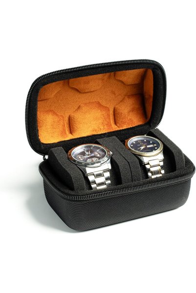 Generic 2 slot watch Roll Travel Case for men, Hard Zipper Organizer box for ...
