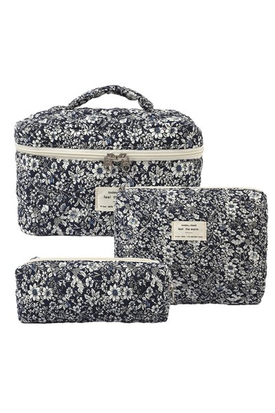 Generic Brand Set de 3 genți de machiaj și articole de toaletă din bumbac, negre