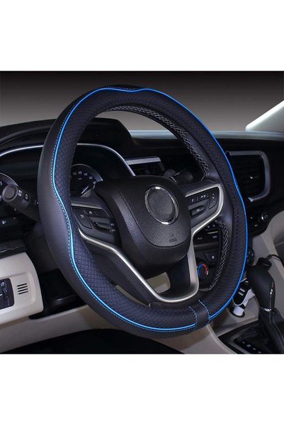 Generic 2019 New Black Blue Microfiber Leather Steering Wheel Cover for Prius...