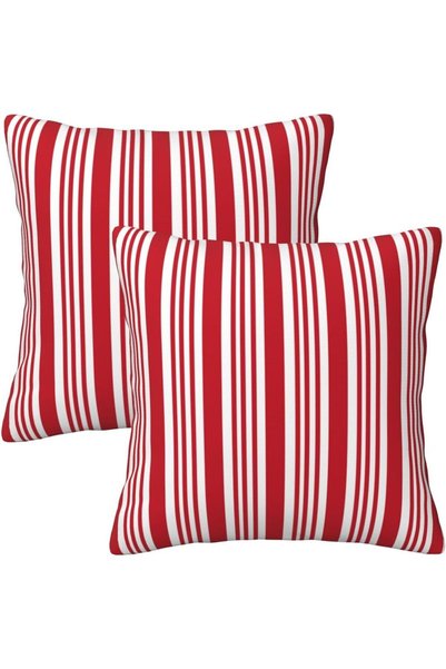 Generic Red and White Striped Pillow Covers 18x18 in Couch Pillow Case Sets o...