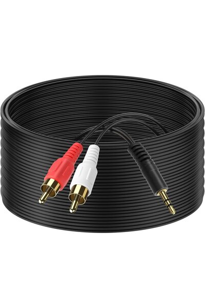 Generic كابل صوت RCA (100 قدم) من ذكر ستيريو 3.5 ملم إلى ذكر RCA (يمين ويسار)