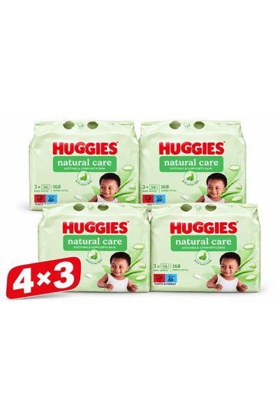 Huggies Set 4x3 pachete de șervețele umede pentru copii cu aloe Vera