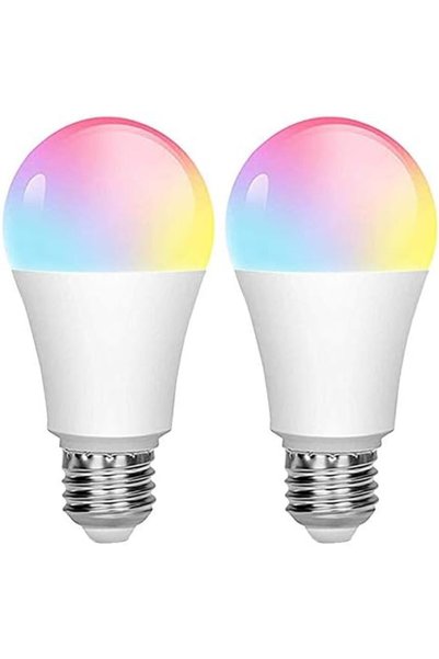 Generic 2 قطعة مصباح LED ذكي يعمل بتقنية Alexa WiFi E27 للتحكم عن بعد بالألوا...