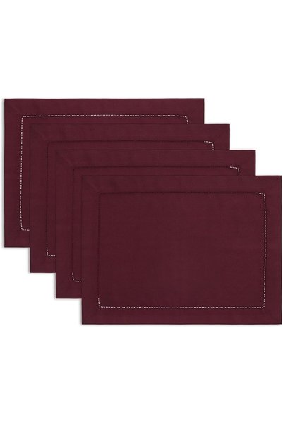 Generic Wine Placemats Set of 4 - Cotton Linen Hemstitch Placemats 14 x 19 In...