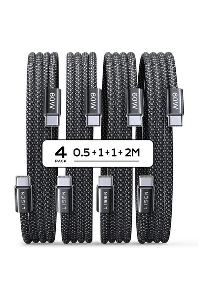 Generic كابل USB-C إلى USB-C، مجموعة من 4 قطع [0.5 متر، 1 متر، 1 متر، 2 متر] ...