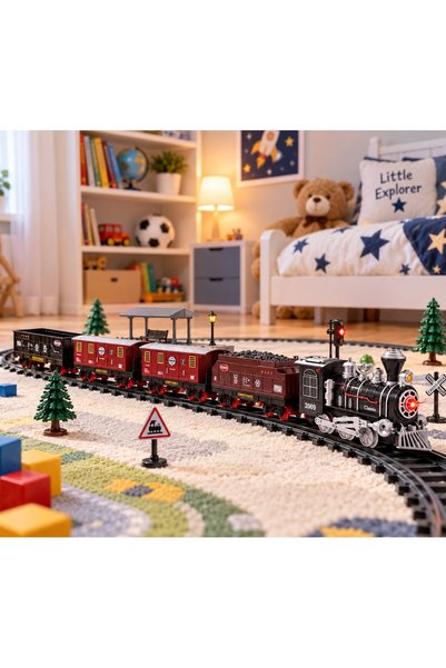 LEIBOO Classical Train Toy Set, 80 cm Diameter Track, Locomotive with Lights ...
