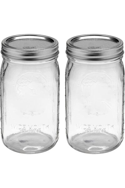 Generic Ball Wide Mouth Mason Jars (32 oz/Capacity) [4 Pack] with Airtight li...
