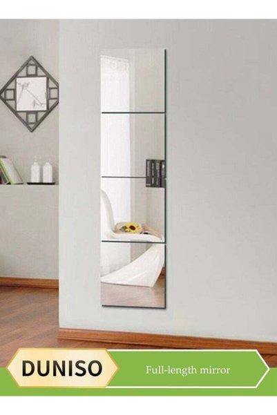 DUNISO 4 Pcs Mirror Wall Sticker, square self adhesive mirror stickers, acryl...
