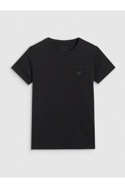 4F Tricou de damă slim-fit, negru, bumbac elastic, XS
