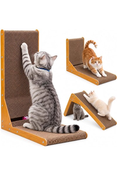 VINNYSEN L-Shape Cat Scratcher, 60cm/23.6 Inch Cat Scratching Board, Cute Cat...