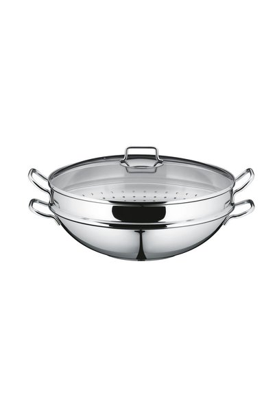 WMF Τηγάνι wok, 4 τεμάχια, ανοξείδωτο ατσάλι, 36 εκ., "Macao" -