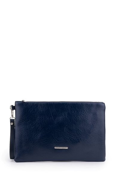 minebag Women's Wrist Strap Clutch with Metal Accents by Madame, Faux Leather