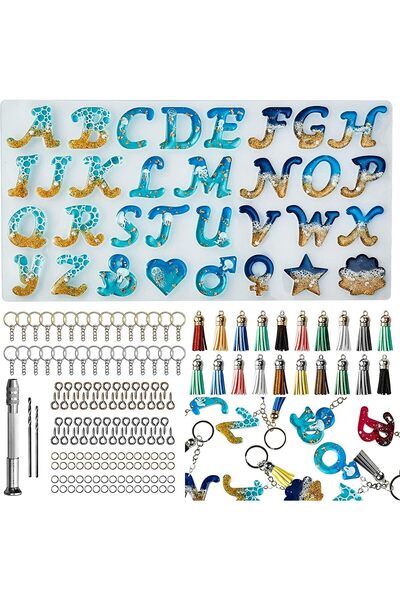 Generic 164Pcs Obverse Alphabet Resin Molds Kit, Silicone Molds for Resin Cas...