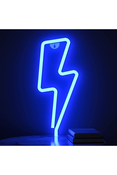 Generic ضوء ديكور نيون على شكل صاعقة برقية بتقنية LED، أزرق