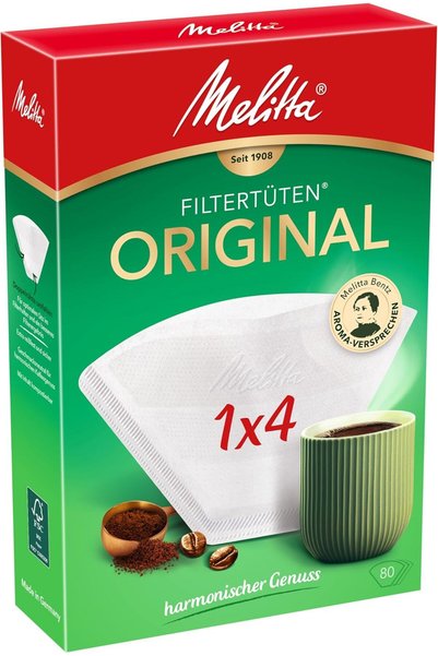 melitta أكياس فلتر 1 × 4/80، لون أبيض، عطر، عبوة واحدة (1 × 80 قطعة).