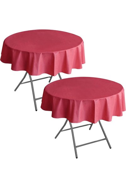 Generic Waterproof Vinyl Tablecloth with Flannel Backing 2 Pcs 60R in Red