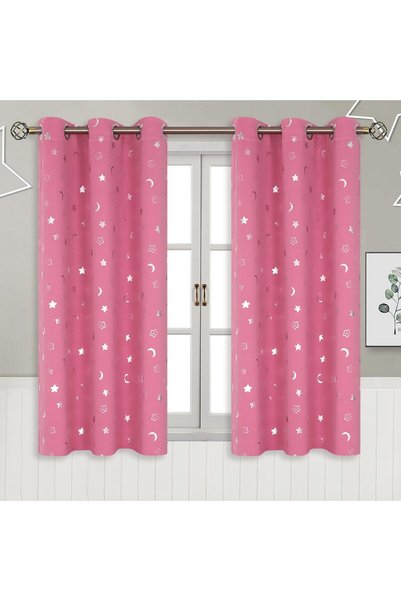 Generic Short Nursery Blackout Curtains 45 Length 2 Panels, Girls Star Bedroo...